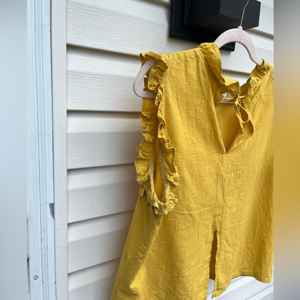 TOIT VOLANT SASHA RUFFLE LADIES YELLOW BLOUSE-L -RARE! - Picture 7 of 9